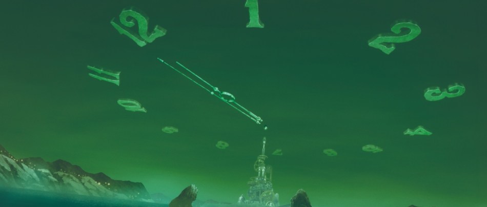 Fantastical clock in the sky