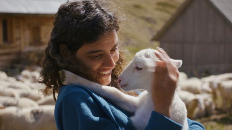 Lisa holding a lamb