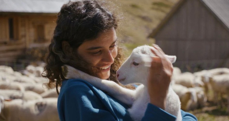 Lisa holding a lamb