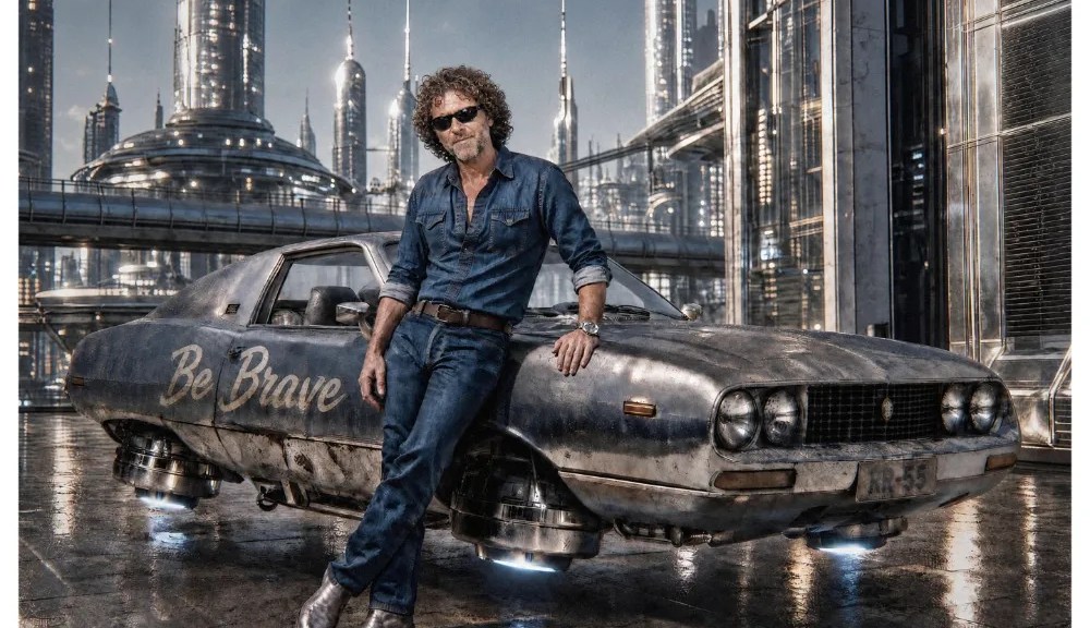 AI image of Renzo Rosso in futuristic setting