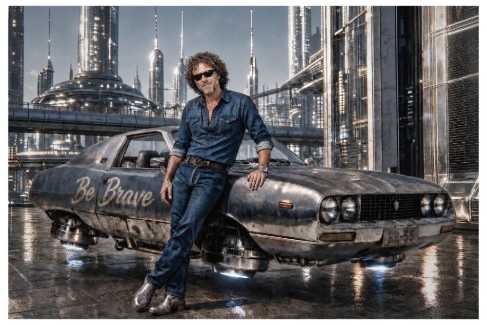 AI image of Renzo Rosso in futuristic setting